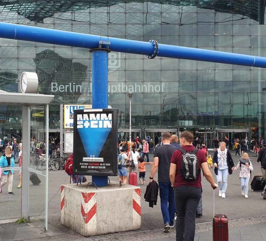 Three-sided A0 premium frame at a busy intersection in Berlin